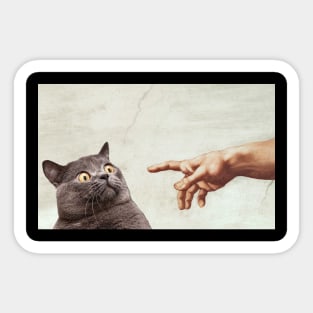 The Creation of Adam - Funny Gift for Cat and Art Lovers, Best for Birthday, Christmas or any Occasion Sticker